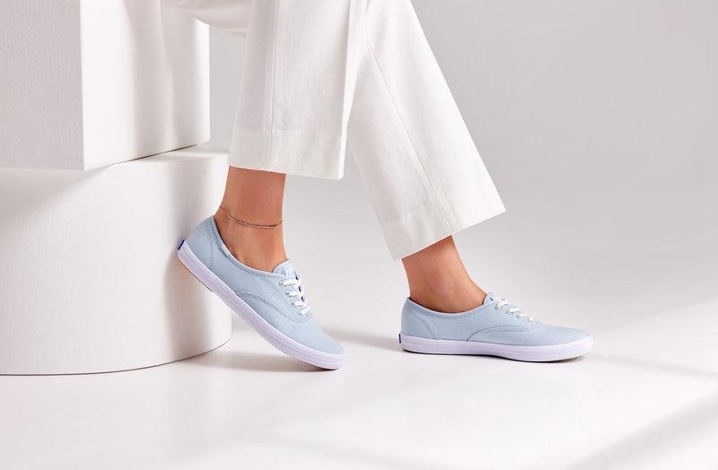 Keds Champion Seasonal Washable Kanvas Light Canvas Kadın Açık Mavi | UCKVX-8394