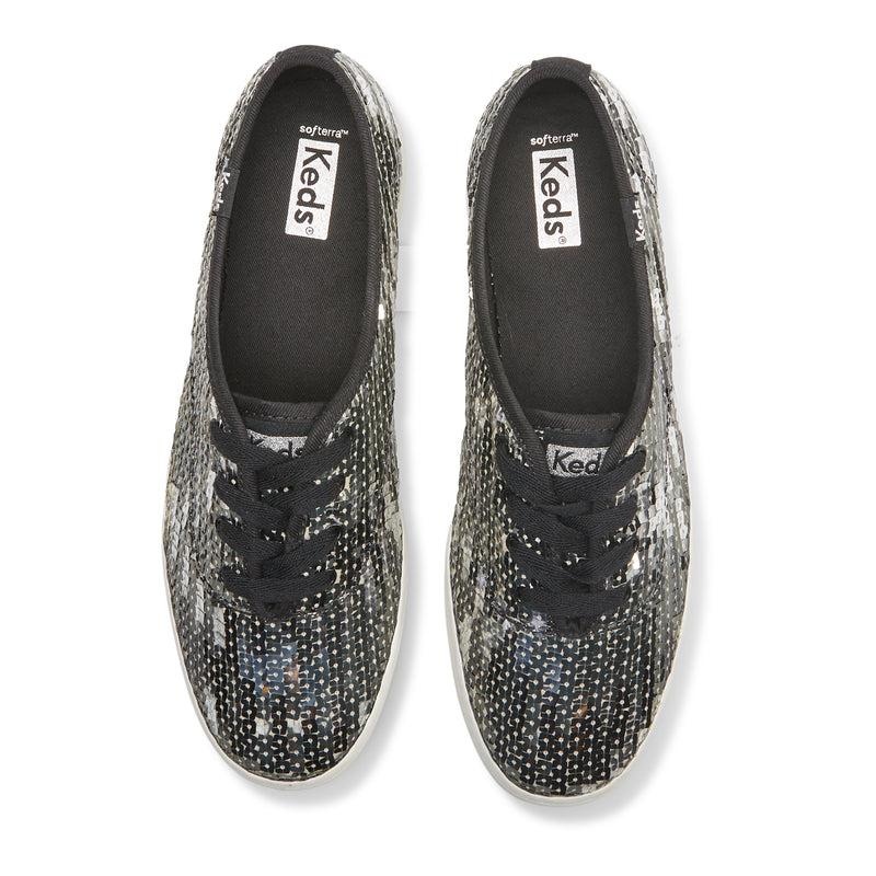 Keds Champion Sequins Cel Canvas Kadın Black/Silver | UNWRP-0856