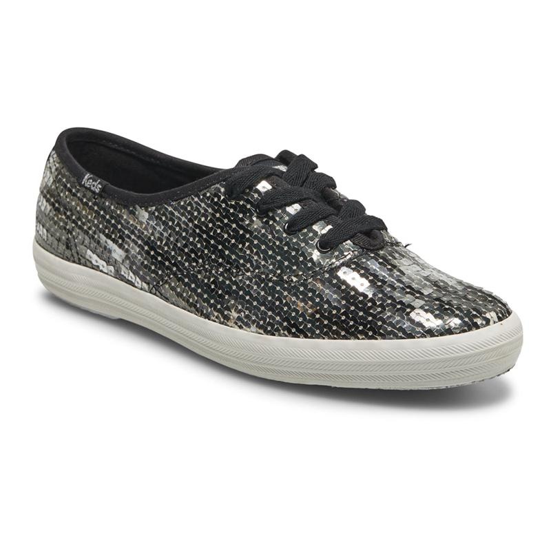 Keds Champion Sequins Cel Canvas Kadın Black/Silver | UNWRP-0856