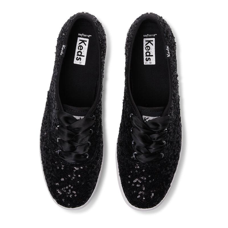 Keds Champion Sequins Cel Canvas Kadın Siyah | AWNVH-8296