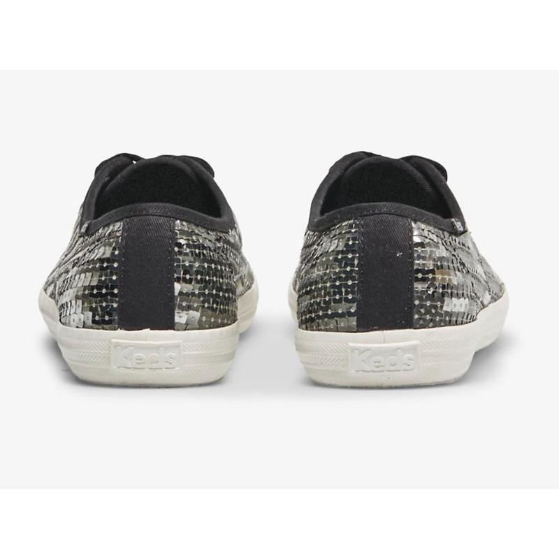 Keds Champion Sequins Celebration Lace Ups Kadın Siyah Gümüş | ARLNF-0768