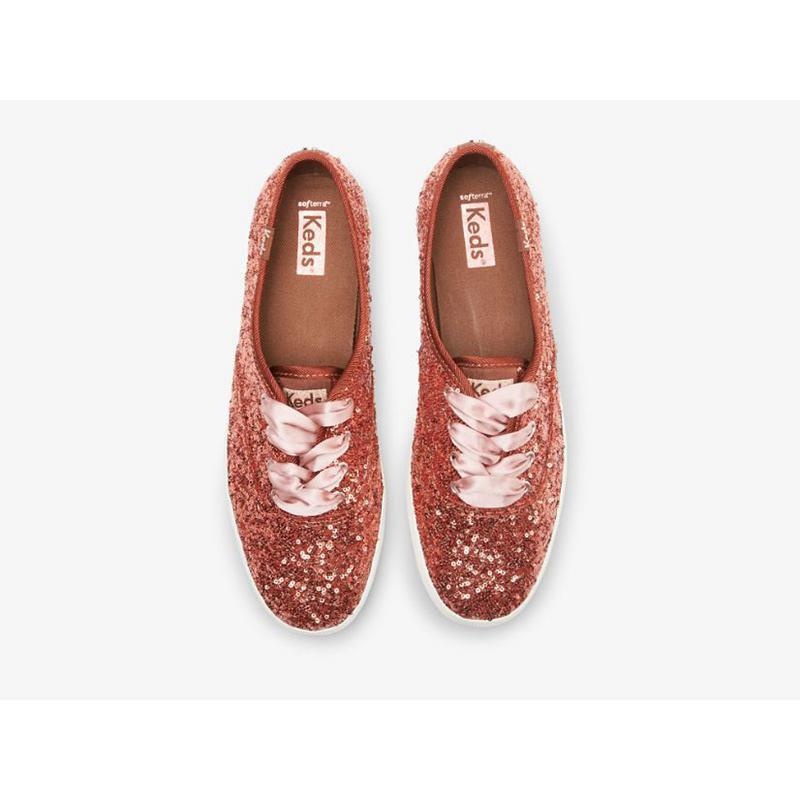 Keds Champion Sequins Celebration Lace Ups Kadın Mercan | OGQEX-0182