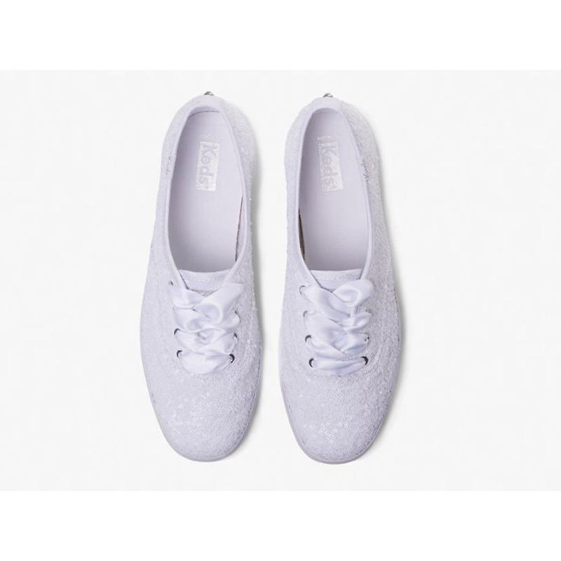 Keds Champion Sequins Lace Ups Kadın Beyaz | DCZAS-6172