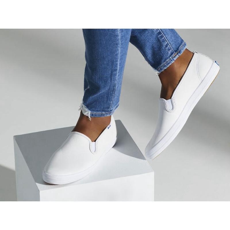 Keds Champion Slip On Leather Sneakers Kadın Beyaz | BOWCS-9210