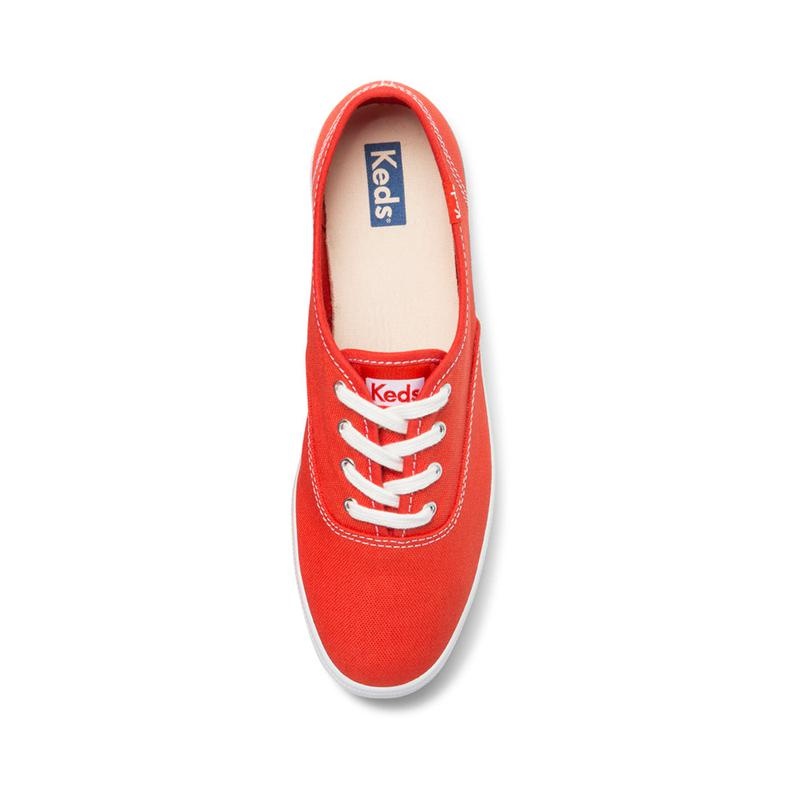 Keds Champion Washable Organic Kanvas Canvas Kadın Kırmızı | KXTOW-0342