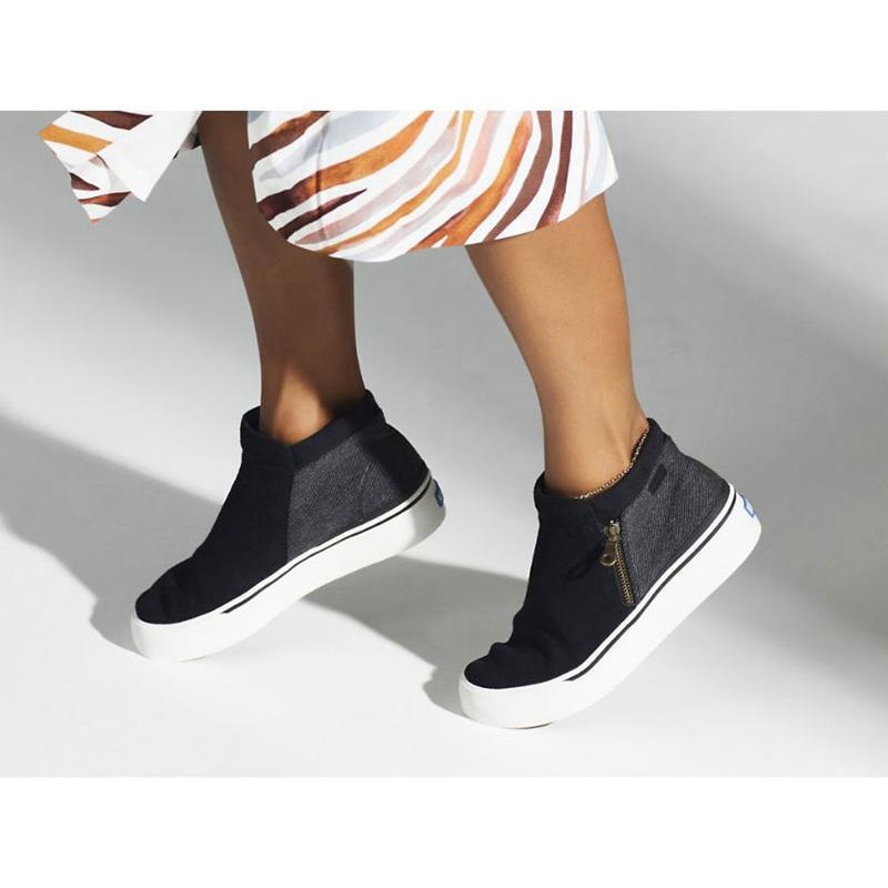 Keds Cooper Zip Bootie Makosen Ayakkabı Kadın Siyah | BOYGS-7602