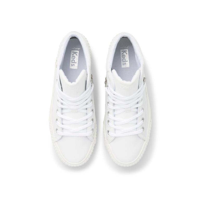 Keds Demi Trx Mid Cut Deri Leather Sneakers Kadın White/Silver | XIWKA-0352