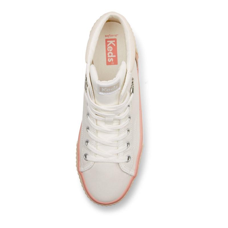 Keds Demi Trx Mid Cut Deri Snow Leather Sneakers Kadın White/Blush | FYDMG-8256