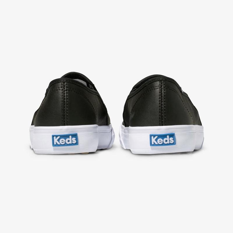 Keds Double Decker Deri Leather Sneakers Kadın Siyah | SKHGE-4582