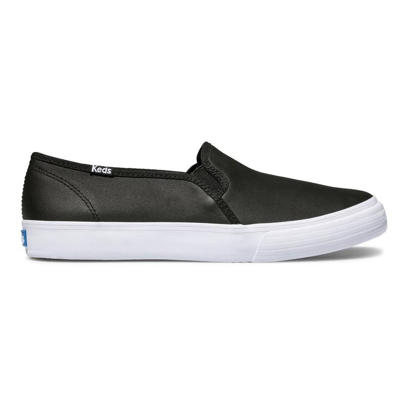 Keds Double Decker Deri Leather Sneakers Kadın Siyah | SKHGE-4582