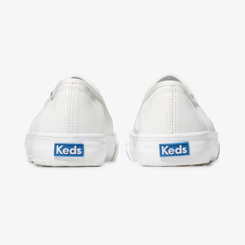 Keds Double Decker Deri Leather Sneakers Kadın Beyaz | UKFXS-7032