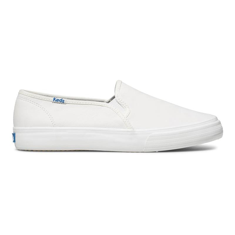 Keds Double Decker Deri Leather Sneakers Kadın Beyaz | UKFXS-7032