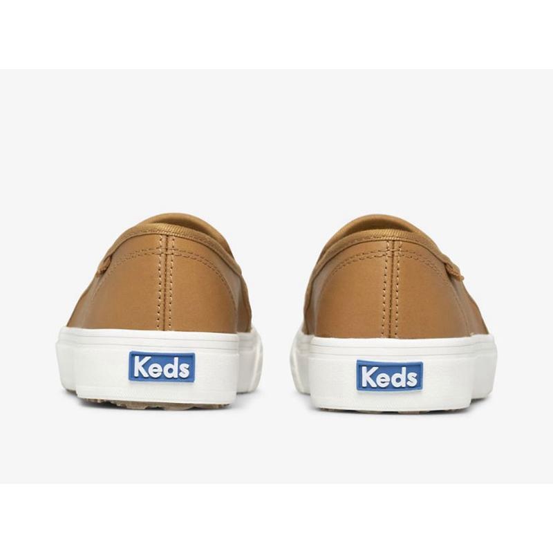 Keds Double Decker Deri Makosen Ayakkabı Kadın Kahverengi | QFHRE-0378