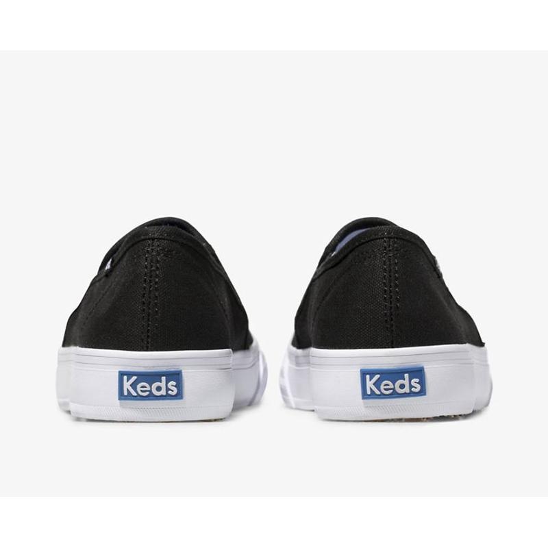 Keds Double Decker Kanvas Makosen Ayakkabı Kadın Siyah | ZXQKE-5801