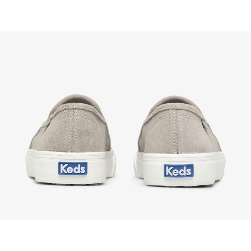 Keds Double Decker Perf Süet Makosen Ayakkabı Kadın Gri | JFIVR-6801