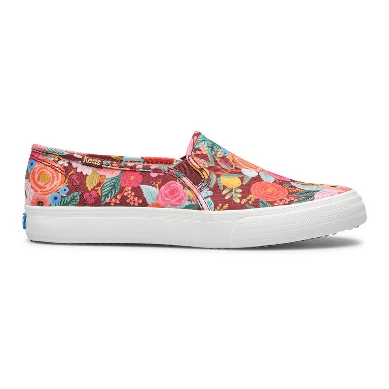 Keds Double Decker Rifle Paper Co. Garden Party Prints Kadın Burgandy | FHSVQ-7192