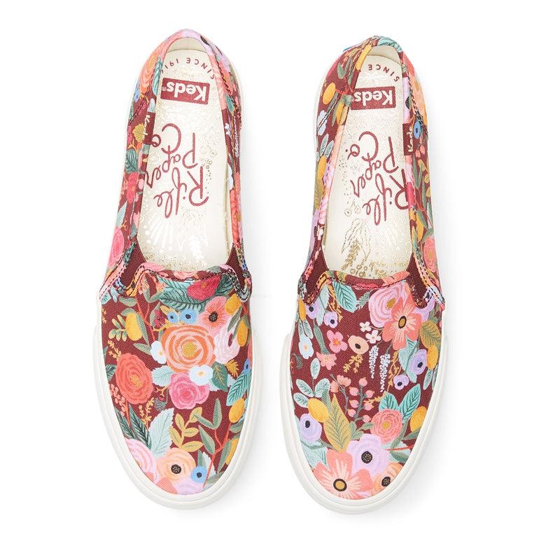 Keds Double Decker Rifle Paper Co. Garden Party Makosen Ayakkabı Kadın Burgandy | RMQJV-6831