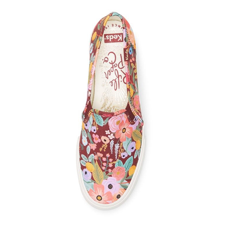 Keds Double Decker Rifle Paper Co. Garden Party Makosen Ayakkabı Kadın Burgandy | RMQJV-6831