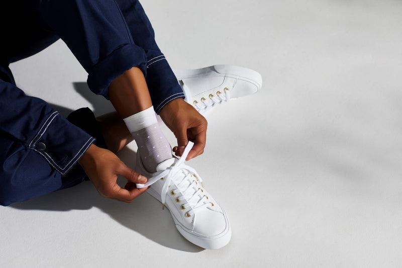 Keds Jump Kick Deri Leather Sneakers Kadın White/Gold | AWRTI-5274