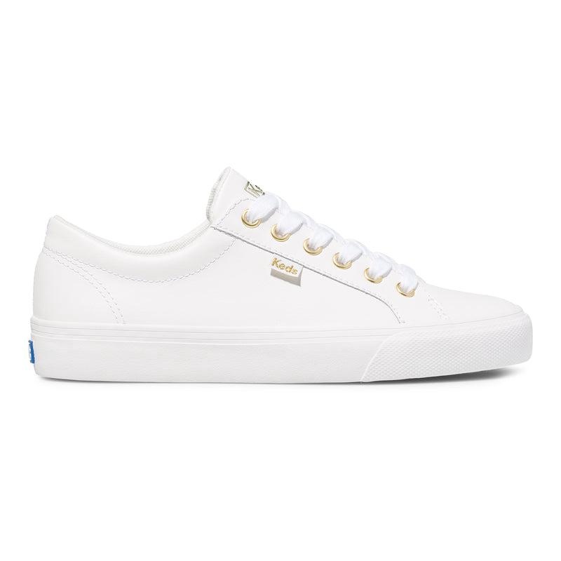 Keds Jump Kick Deri Leather Sneakers Kadın White/Gold | AWRTI-5274