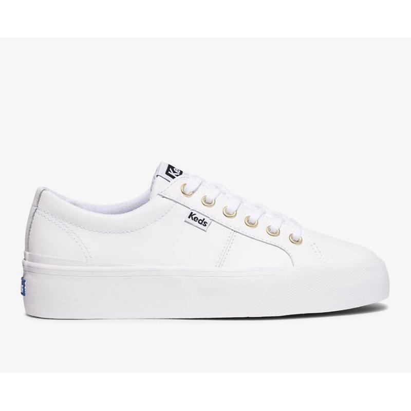 Keds Jump Kick Duo Deri Lace Ups Kadın Beyaz | AOBVD-3012