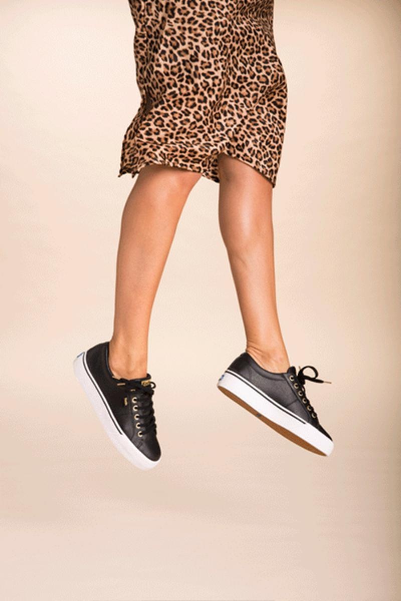 Keds Jump Kick Duo Deri Leather Sneakers Kadın Siyah | TKZJE-9704