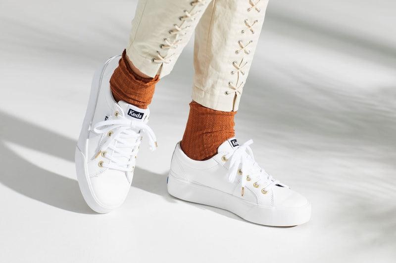 Keds Jump Kick Duo Deri Leather Sneakers Kadın Beyaz | COBUI-6835