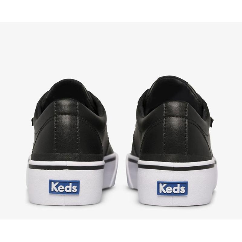 Keds Jump Kick Duo Deri Platform Sneakers Kadın Siyah | PKXBI-9637