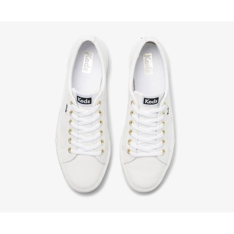 Keds Jump Kick Duo Deri Platform Sneakers Kadın Beyaz | DJXQF-6523