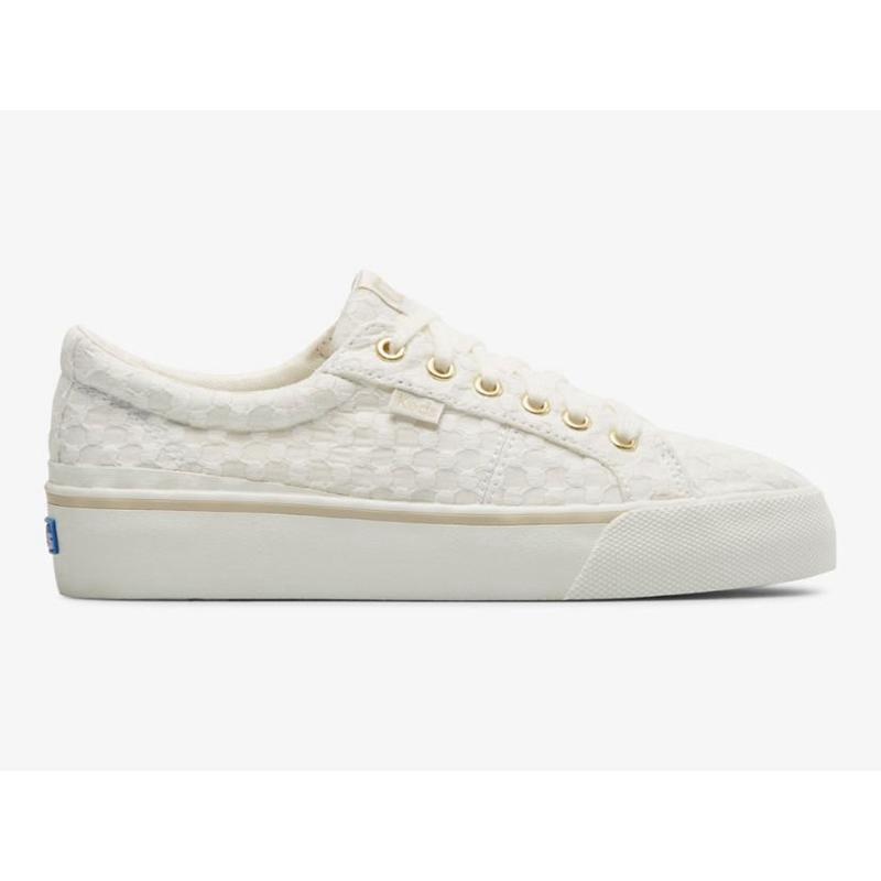 Keds Jump Kick Duo Dot Eyelet Platform Sneakers Kadın Beyaz | JOMSW-9856