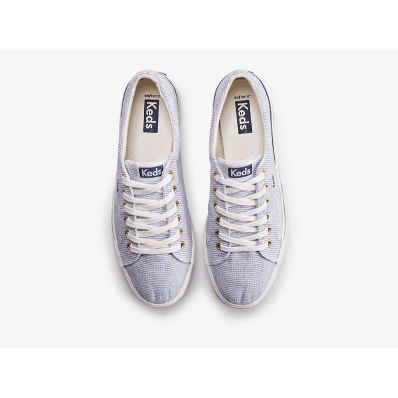 Keds Jump Kick Duo Kanvas Crosshatch Lace Ups Kadın Mavi | IRMSD-7524