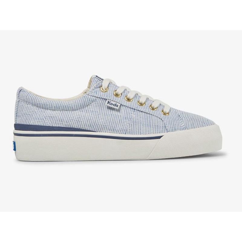 Keds Jump Kick Duo Kanvas Crosshatch Lace Ups Kadın Mavi | IRMSD-7524