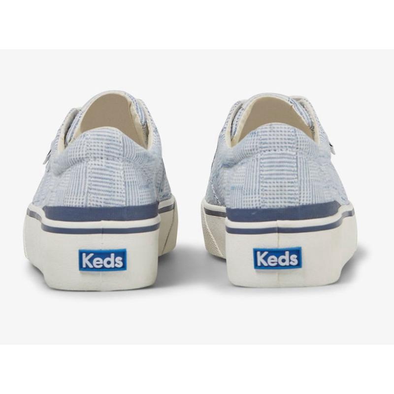 Keds Jump Kick Duo Kanvas Crosshatch Platform Sneakers Kadın Mavi | ALGJS-7152