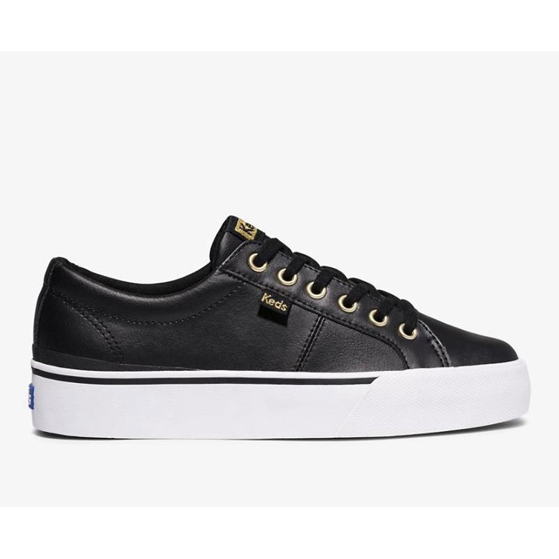 Keds Jump Kick Duo Leather Sneakers Kadın Siyah | SFPQR-2741