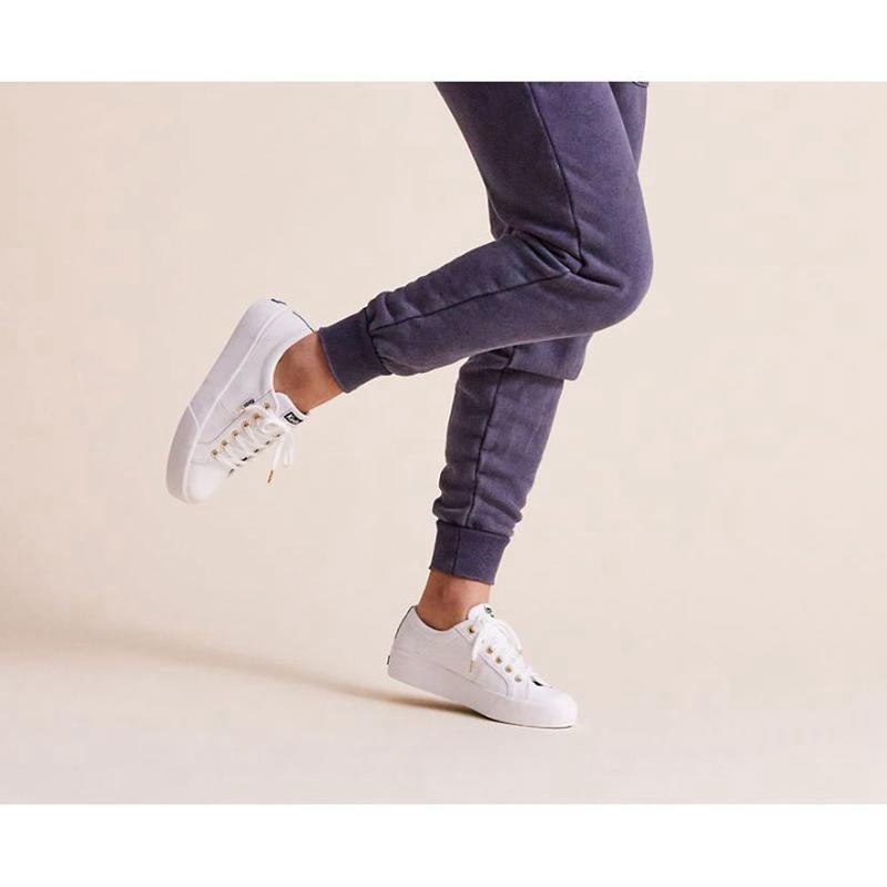 Keds Jump Kick Duo Leather Sneakers Kadın Beyaz | DBAKY-3914