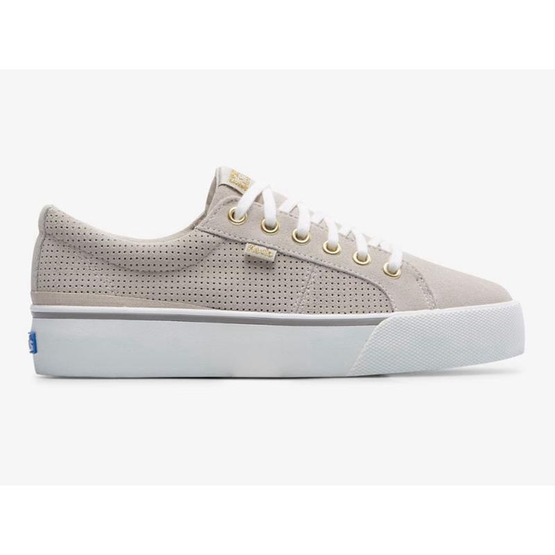 Keds Jump Kick Duo Perf Süet Lace Ups Kadın Gri | SGOCH-1930