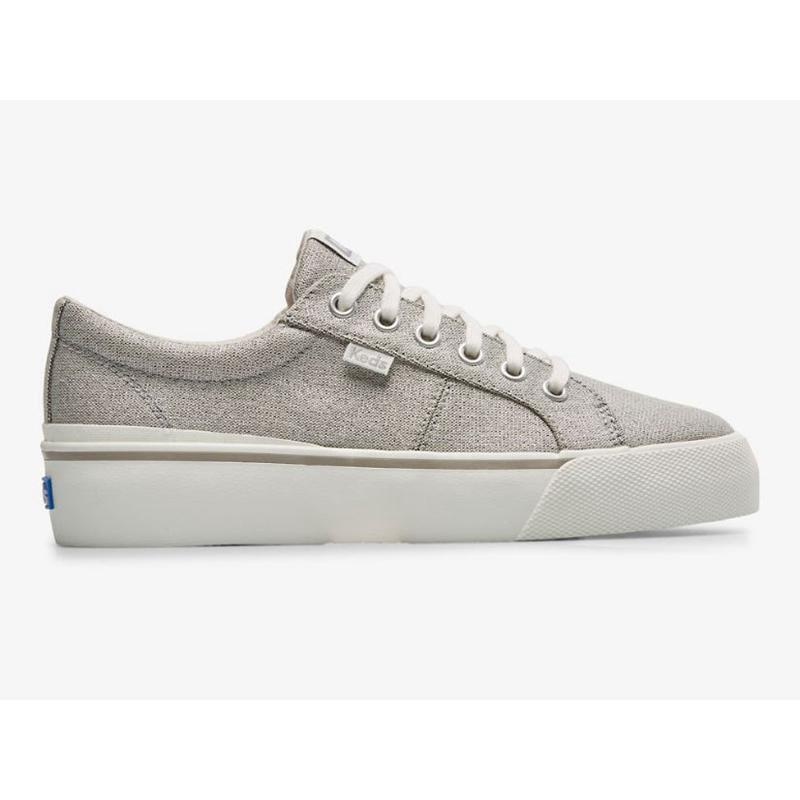 Keds Jump Kick Duo Tekstil Metallic Lace Ups Kadın Gümüş | KPWFT-3857