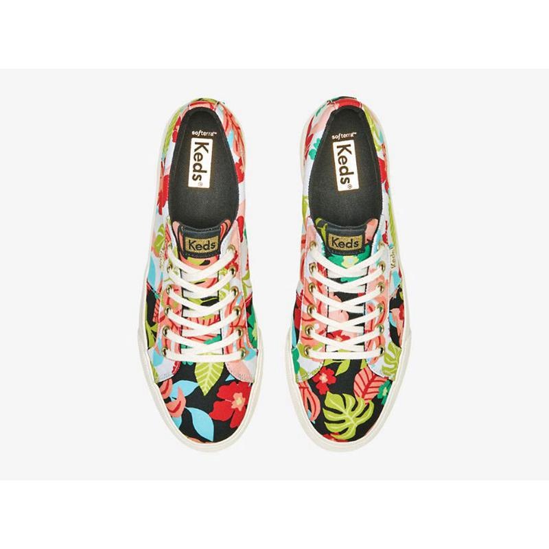 Keds Jump Kick Duo Tropical Print Lace Ups Kadın Siyah Mercan | NKGTP-3125