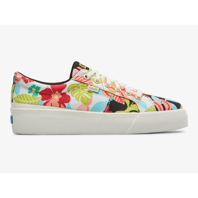 Keds Jump Kick Duo Tropical Print Lace Ups Kadın Siyah Mercan | NKGTP-3125