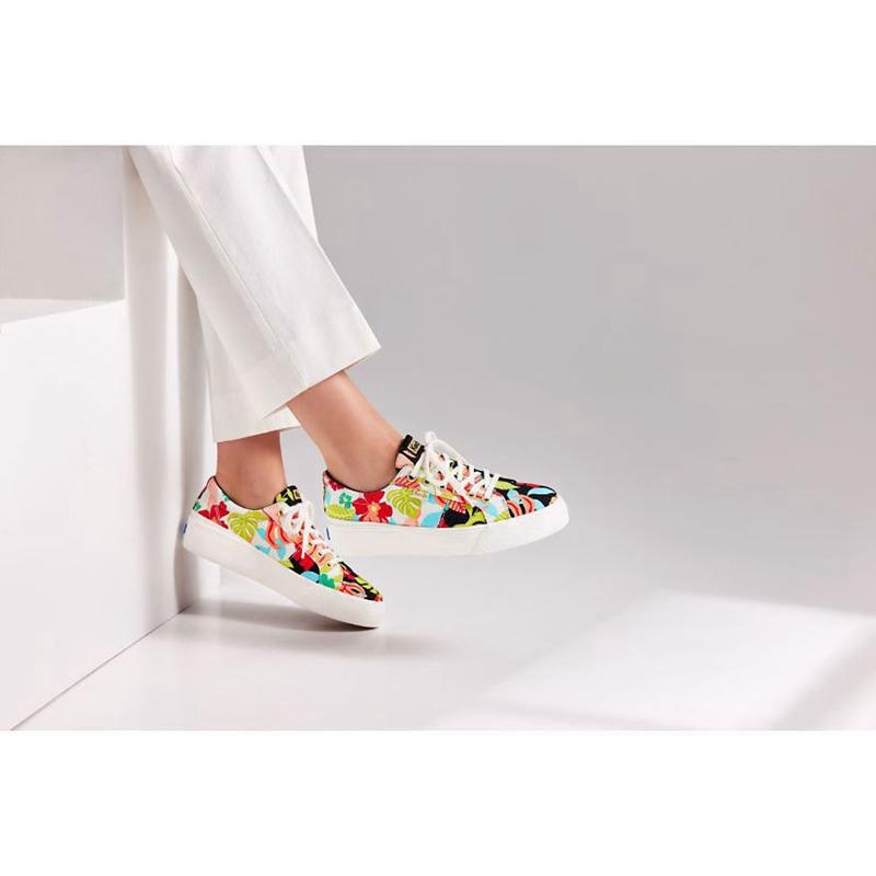 Keds Jump Kick Duo Tropical Print Platform Sneakers Kadın Siyah Mercan | LSWHF-5810