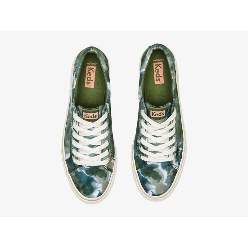 Keds Jump Kick Kanvas Abstract Floral Print Lace Ups Kadın Zeytin Yeşili | MCSJI-6384