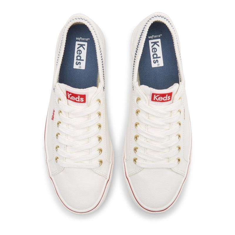 Keds Jump Kick Rib Knit Collar Kanvas Canvas Kadın White/Red | GZEMR-7854