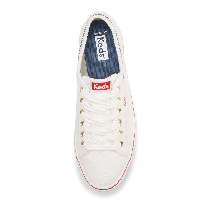 Keds Jump Kick Rib Knit Collar Kanvas Canvas Kadın White/Red | GZEMR-7854