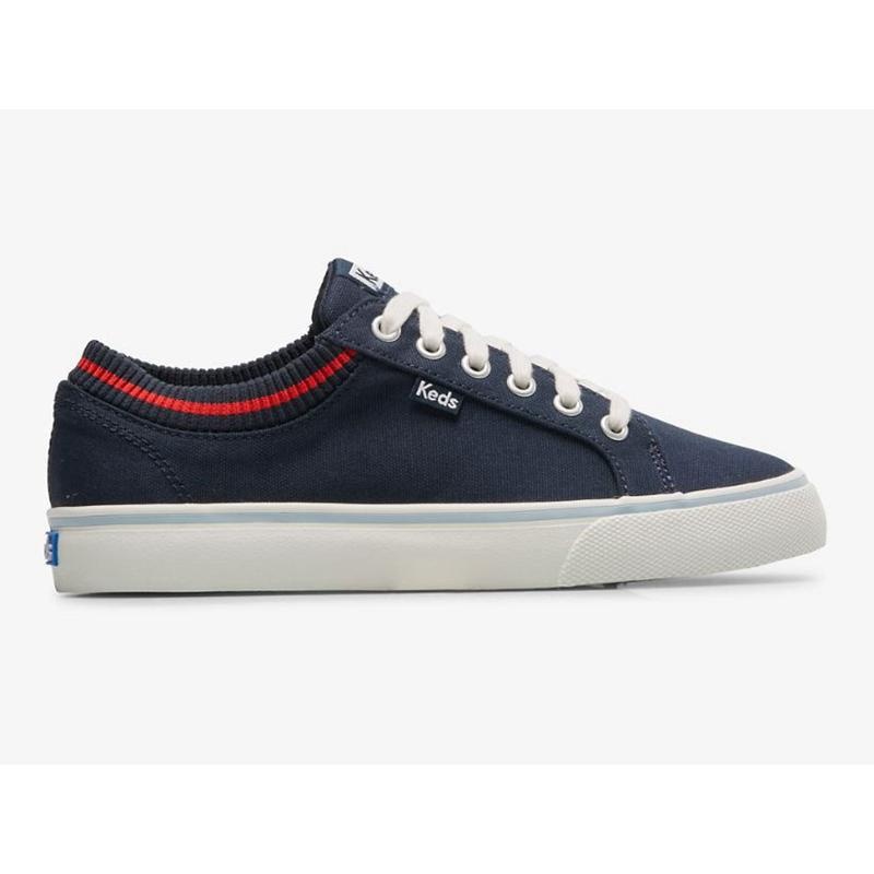 Keds Jump Kick Rib Knit Collar Lace Ups Kadın Lacivert Kırmızı | OSEJQ-9418