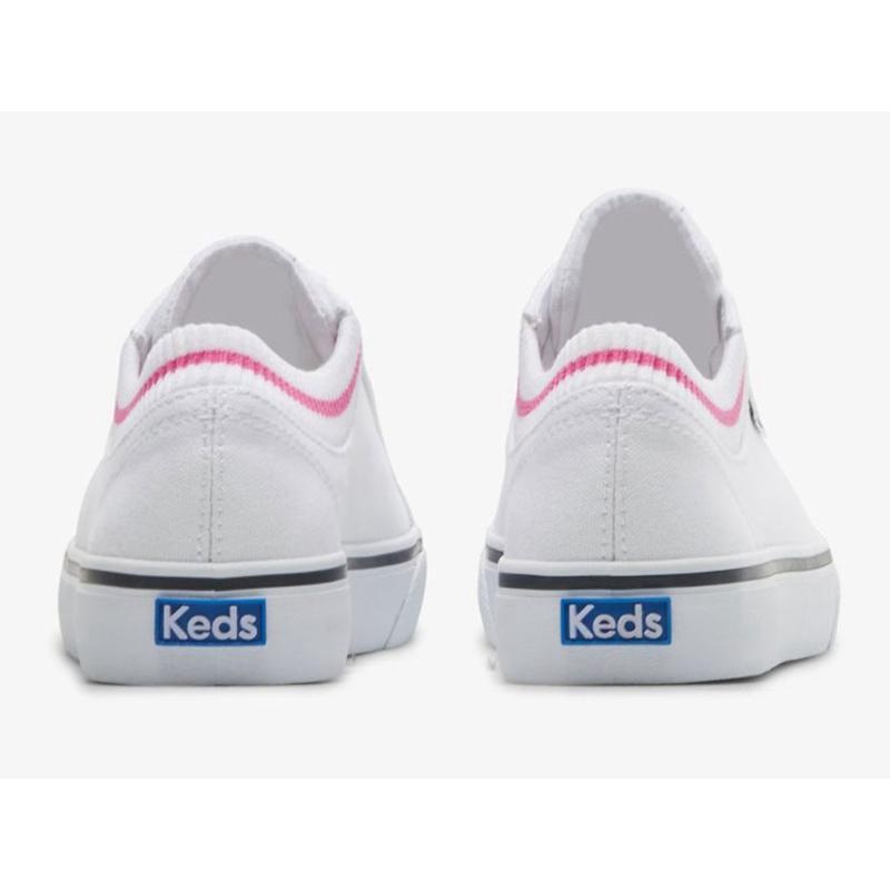 Keds Jump Kick Rib Knit Collar Lace Ups Kadın Beyaz Pembe | EMNOR-6081