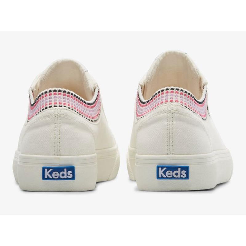 Keds Jump Kick Rib Knit Collar Squares Lace Ups Kadın Beyaz Renkli | CFUKW-7612