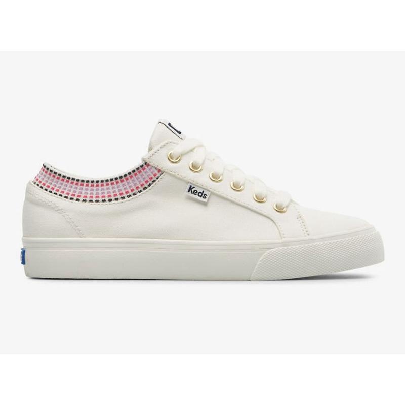 Keds Jump Kick Rib Knit Collar Squares Lace Ups Kadın Beyaz Renkli | CFUKW-7612