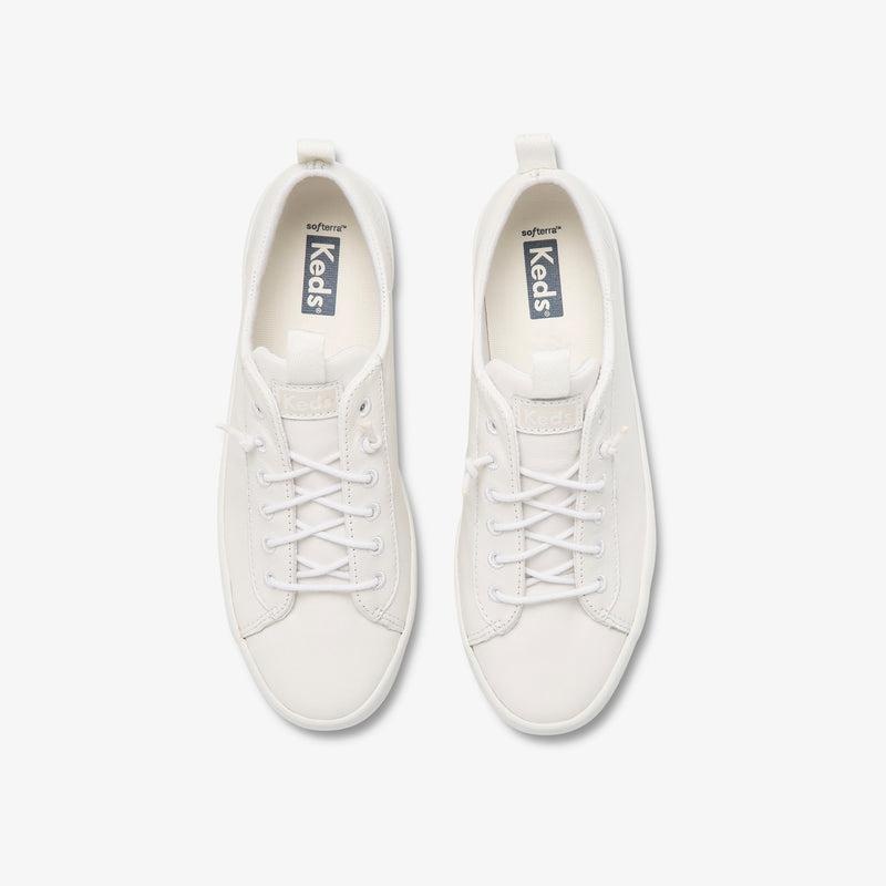 Keds Kickback Deri Leather Sneakers Kadın Beyaz | IGQSO-3016