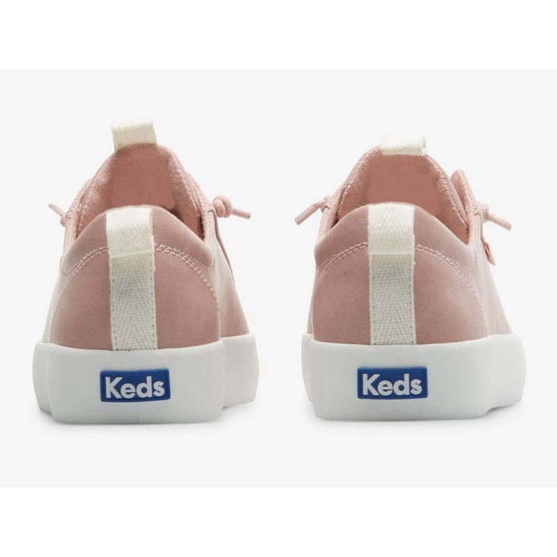 Keds Kickback Faux Slip On Leather Sneakers Kadın Pembe | YJKQI-6045