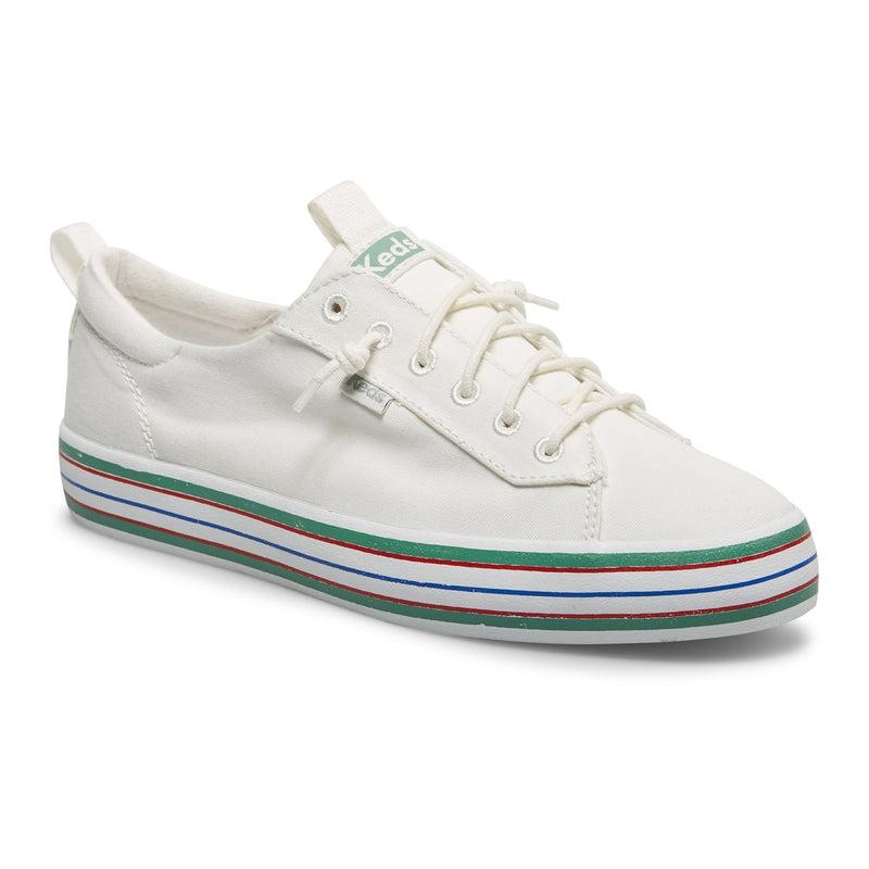 Keds Kickback Kanvas Stripe Foxing Canvas Kadın Beyaz | EQJYI-2598